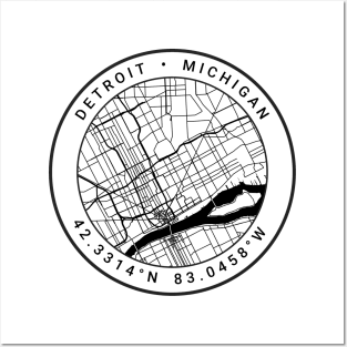 Detroit Map Posters and Art